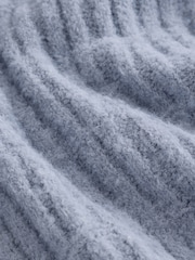 Light Blue Relaxed Fit Bouclé Textured Stripe Crew Jumper - Image 7 of 8