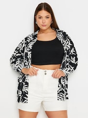 Yours Curve White Elasticated Denim Shorts - Image 1 of 5