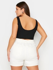 Yours Curve White Elasticated Denim Shorts - Image 3 of 5