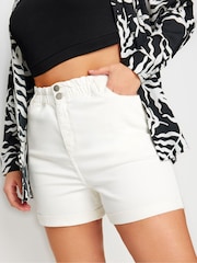 Yours Curve White Elasticated Denim Shorts - Image 4 of 5