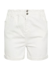 Yours Curve White Elasticated Denim Shorts - Image 5 of 5