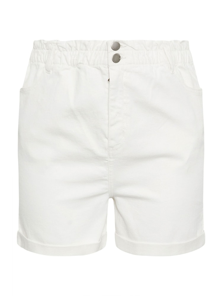 Yours Curve White Elasticated Denim Shorts - Image 5 of 5
