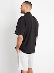 Threadbare Black Textured Revere Collar Short Sleeve Shirt - Image 2 of 4