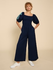 White Stuff Blue Reese Embroidered Jumpsuit - Image 1 of 7