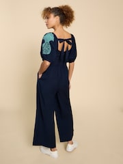 White Stuff Blue Reese Embroidered Jumpsuit - Image 2 of 7
