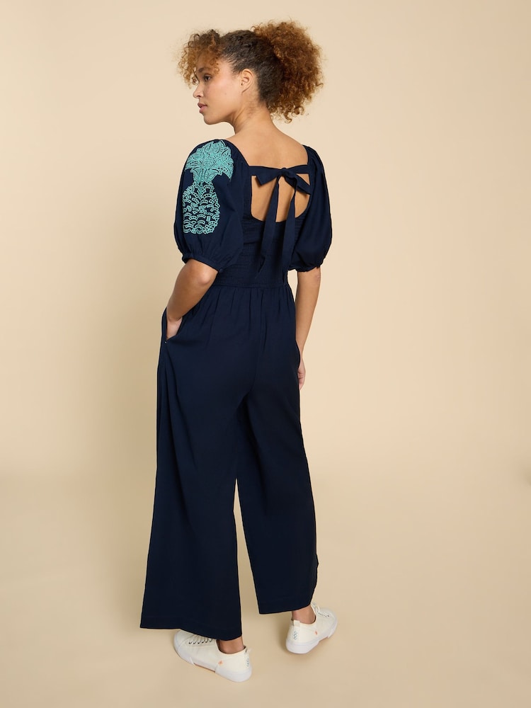White Stuff Blue Reese Embroidered Jumpsuit - Image 2 of 7