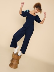 White Stuff Blue Reese Embroidered Jumpsuit - Image 3 of 7