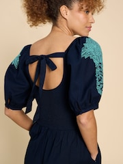 White Stuff Blue Reese Embroidered Jumpsuit - Image 4 of 7