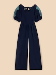 White Stuff Blue Reese Embroidered Jumpsuit - Image 5 of 7
