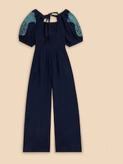 White Stuff Blue Reese Embroidered Jumpsuit - Image 6 of 7