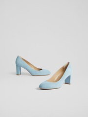 LK Bennett Pale Blue Winola Suede Round Toe Courts - Image 1 of 2
