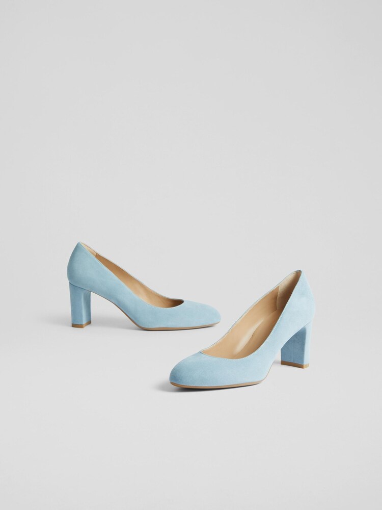 LK Bennett Pale Blue Winola Suede Round Toe Courts - Image 1 of 2
