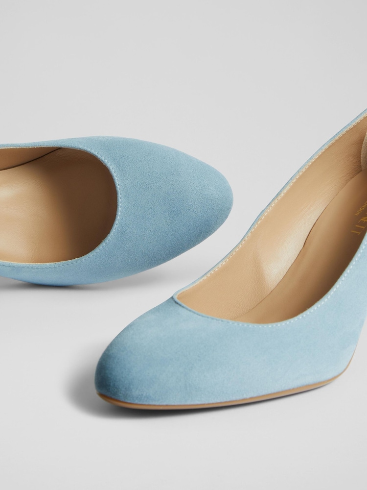 LK Bennett Pale Blue Winola Suede Round Toe Courts - Image 2 of 2
