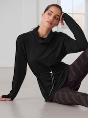 Black Active Cowl Neck Sweat Top - Image 1 of 9