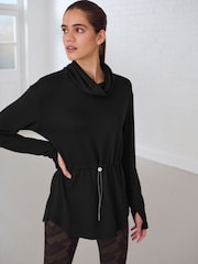Black Active Cowl Neck Sweat Top - Image 2 of 9