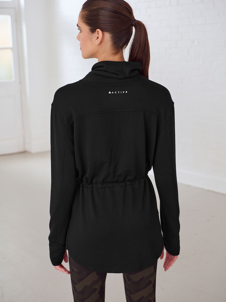 Black Active Cowl Neck Sweat Top - Image 3 of 9