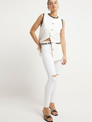 River Island White Mid Rise Bum Sculpt Skinny Jeans - Image 1 of 4