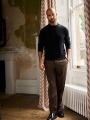 Black Regular Fit Signature 100% Merino Wool Crew Jumper - Image 2 of 9