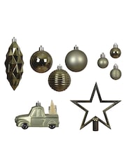 Decoris Green 67 Piece Shatterproof Christmas Tree Decorations and Baubles - Image 2 of 3
