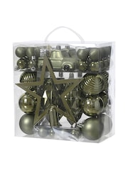 Decoris Green 67 Piece Shatterproof Christmas Tree Decorations and Baubles - Image 3 of 3