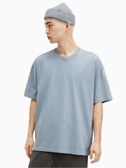 AllSaints Blue 100% Cotton Underground Crew T-Shirt - Image 1 of 7