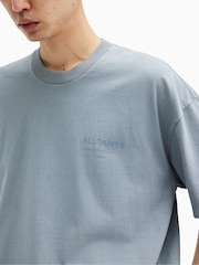 AllSaints Blue 100% Cotton Underground Crew T-Shirt - Image 5 of 7