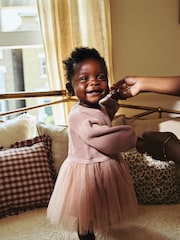 Dusky Pink Twofer Mesh Baby Dress (0mths-2yrs) - Image 2 of 11