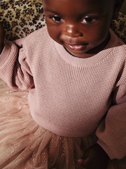 Dusky Pink Twofer Mesh Baby Dress (0mths-2yrs) - Image 5 of 11