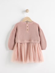 Dusky Pink Twofer Mesh Baby Dress (0mths-2yrs) - Image 6 of 11