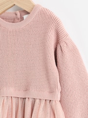 Dusky Pink Twofer Mesh Baby Dress (0mths-2yrs) - Image 8 of 11