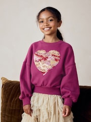 Burgundy Red Embellished Heart Sweatshirt (3-16yrs) - Image 1 of 9