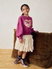 Burgundy Red Embellished Heart Sweatshirt (3-16yrs) - Image 2 of 9