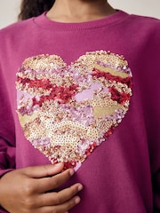 Burgundy Red Embellished Heart Sweatshirt (3-16yrs) - Image 4 of 9