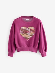 Burgundy Red Embellished Heart Sweatshirt (3-16yrs) - Image 5 of 9