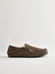 Grey Suede Moccasin Slippers - Image 1 of 6