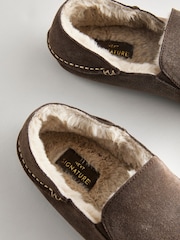 Grey Suede Moccasin Slippers - Image 3 of 6