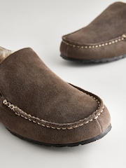 Grey Suede Moccasin Slippers - Image 4 of 6