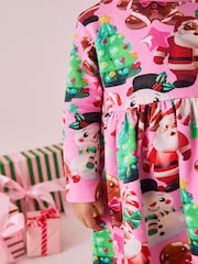 Pink Long Sleeve Jersey Christmas Dress (3mths-7yrs) - Image 5 of 10