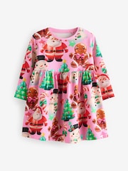 Pink Long Sleeve Jersey Christmas Dress (3mths-7yrs) - Image 6 of 10