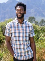Mountain Warehouse Light Blue 100% Organic Cotton Holiday Mens Short Sleeve Shirt - Image 1 of 5