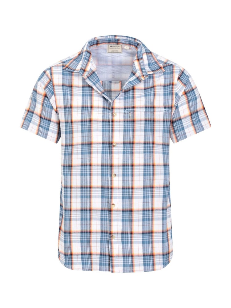 Mountain Warehouse Light Blue 100% Organic Cotton Holiday Mens Short Sleeve Shirt - Image 2 of 5
