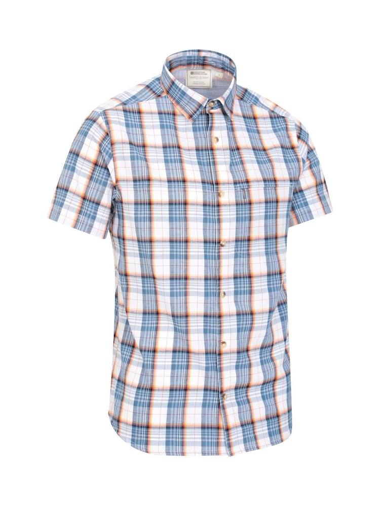Mountain Warehouse Light Blue 100% Cotton Holiday Mens Short Sleeve Shirt - Image 4 of 5