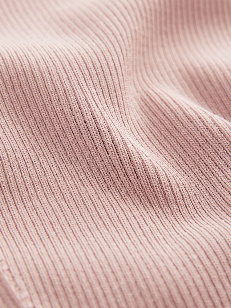 Pink Blush Bardot Off The Shoulder Fitted Rib Knitted Jumper Top - Image 7 of 7