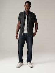 Black 100% Cotton Short Sleeve Denim Western Shirt - Image 2 of 8