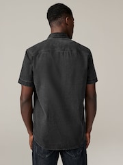 Black 100% Cotton Short Sleeve Denim Western Shirt - Image 3 of 8