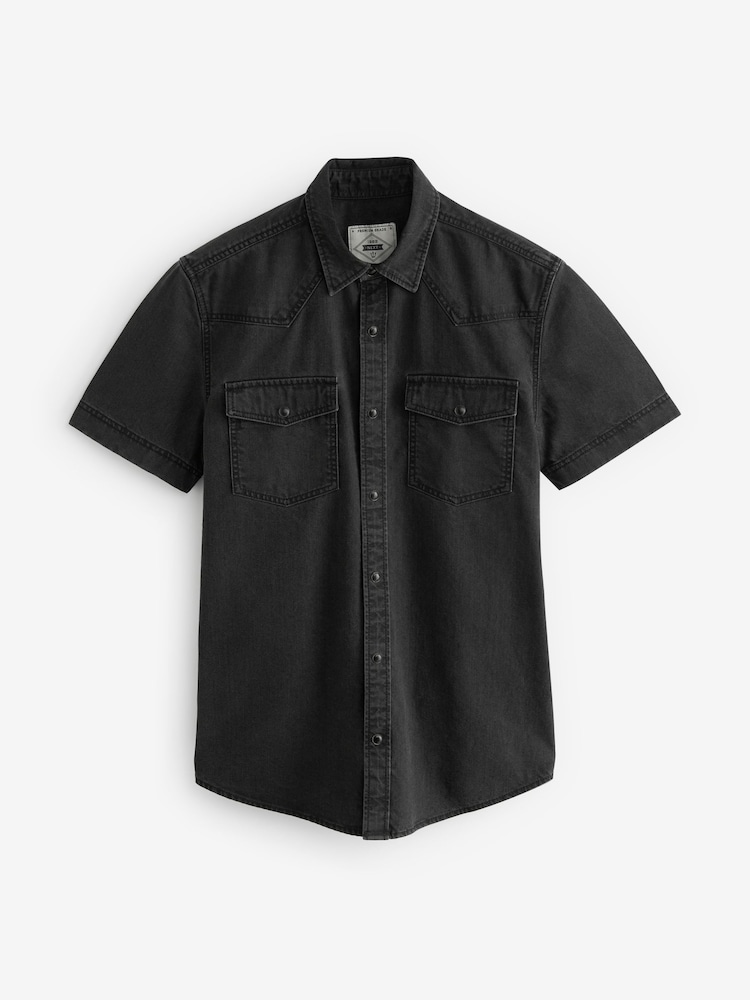 Noir - Chemises western100manches % coton  Denim - Image 6 of 8