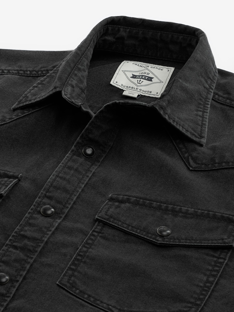 Noir - Chemises western100manches % coton  Denim - Image 7 of 8