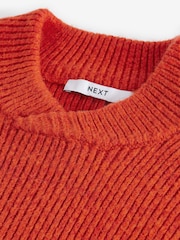 Orange Seam Detail Wrap Neck Rib Knitted Jumper - Image 7 of 8