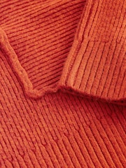 Orange Seam Detail Wrap Neck Rib Knitted Jumper - Image 8 of 8