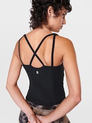 Sweaty Betty Black Supersoft Picot Lace Strappy Bra Tank Top - Image 3 of 7